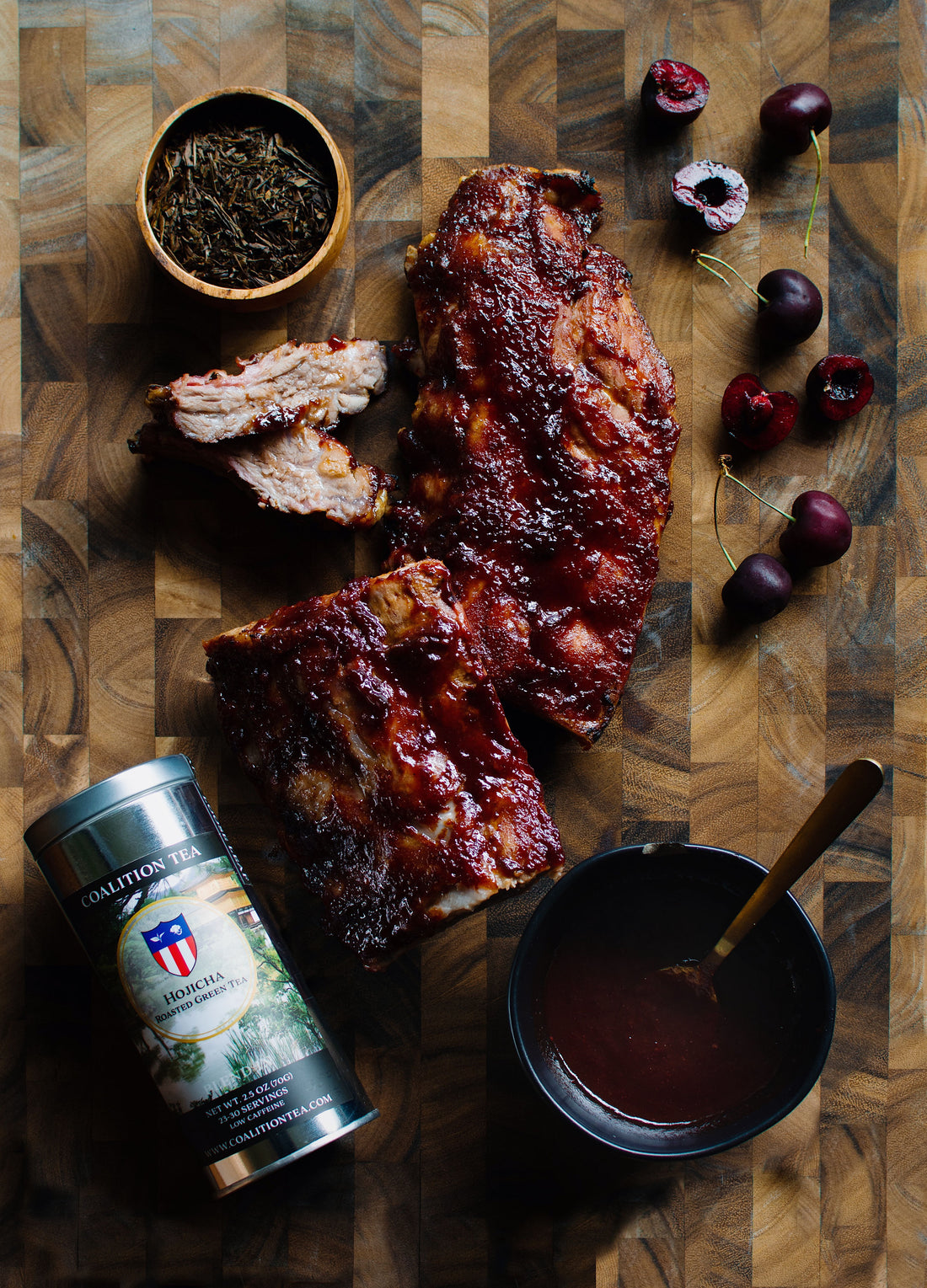 Baby Back Ribs with Hojicha Cherry BBQ Sauce